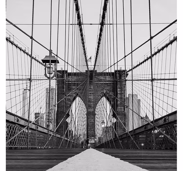 Tapisserie entrée pont de brooklyn noir et blanc - TenStickers