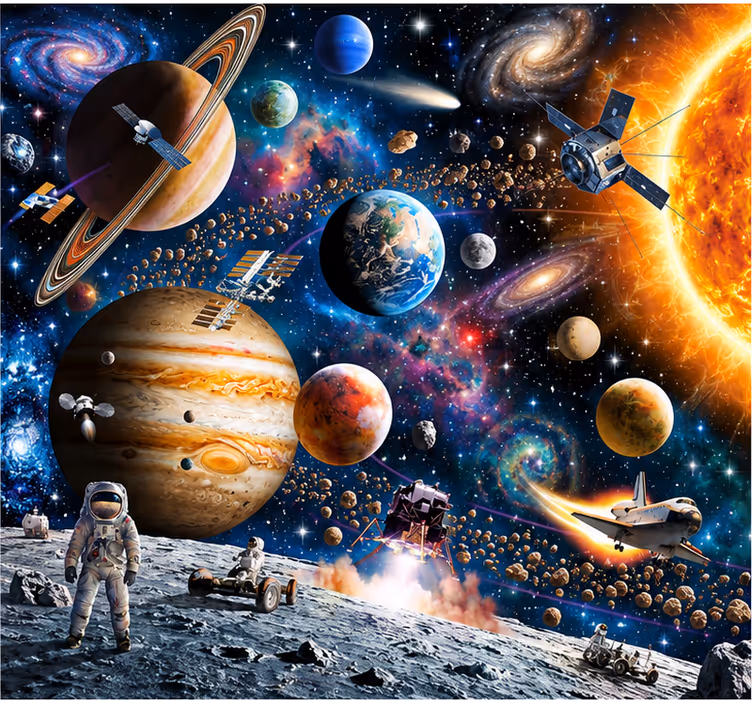 Tapisserie espace système solaire - TenStickers