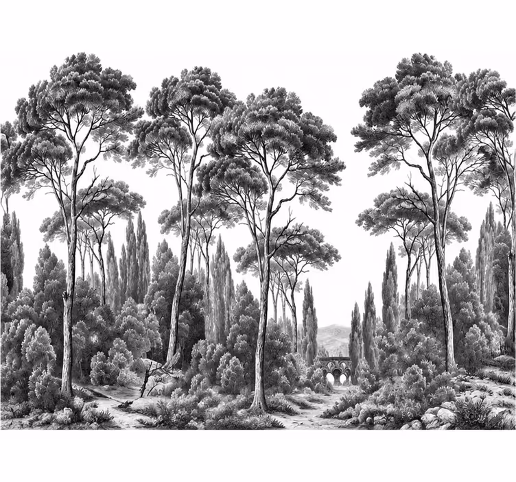 Papier peint nature noir et blanc - TenStickers