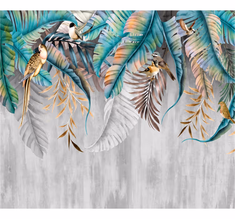 Papier peint nature feuilles de toucan colorées - TenStickers