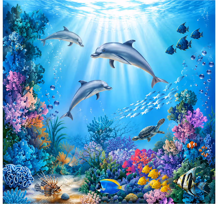Tapisserie mer animaux marins décorative - TenStickers
