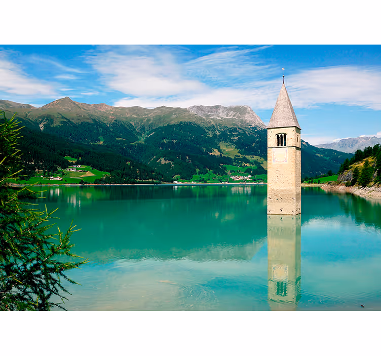 Tapisserie lac panorama du lac alpin - TenStickers