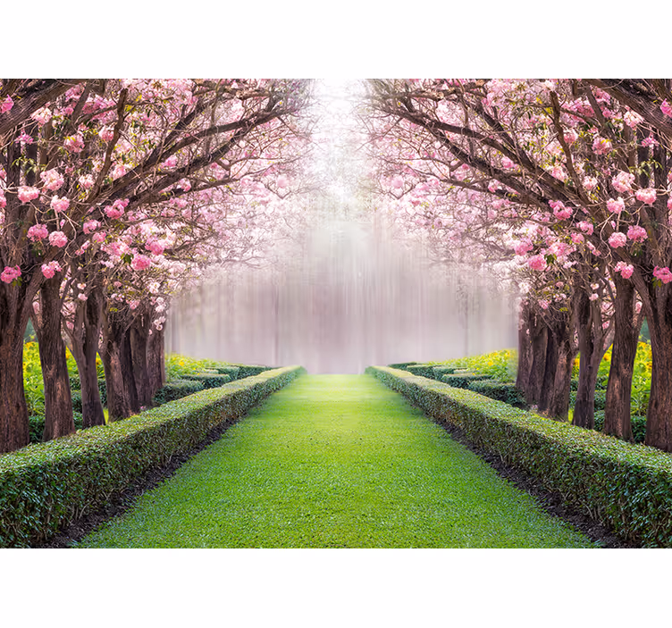 Tapisserie paysage chemin fleuri - TenStickers