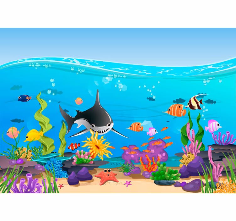 Tapisserie chambre enfant vie marine sous-marine - TenStickers