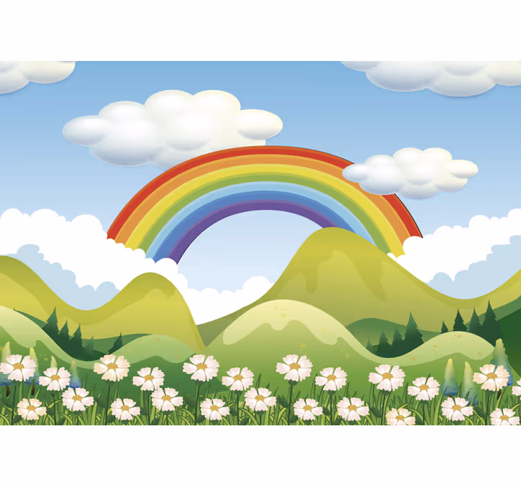 Tapisserie arc-en-ciel au-dessus des montagnes - TenStickers