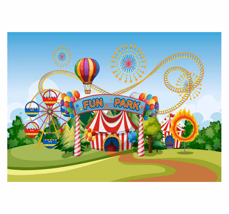 Tapisserie chambre enfant parc d'attractions - TenStickers