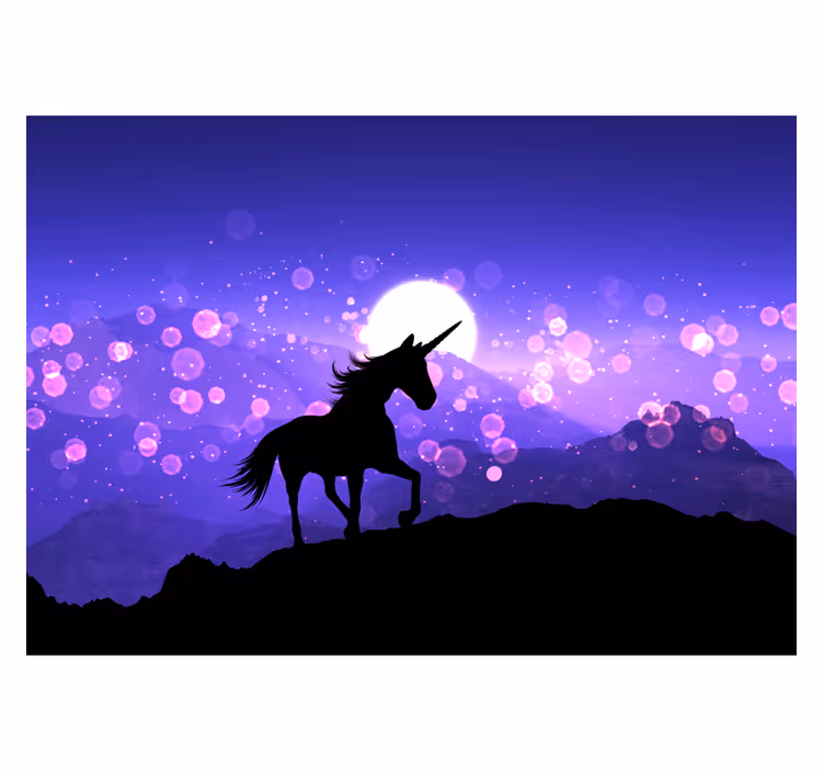 Tapisserie murale silhouette d'une licorne - TenStickers