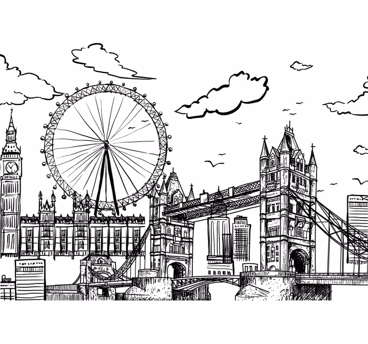 Tapisserie murale illustration de Londres - TenStickers