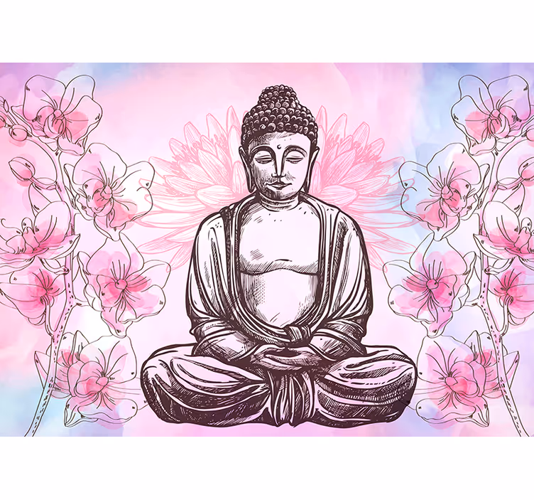 Papier peint zen Bouddha et Orchidées - TenStickers