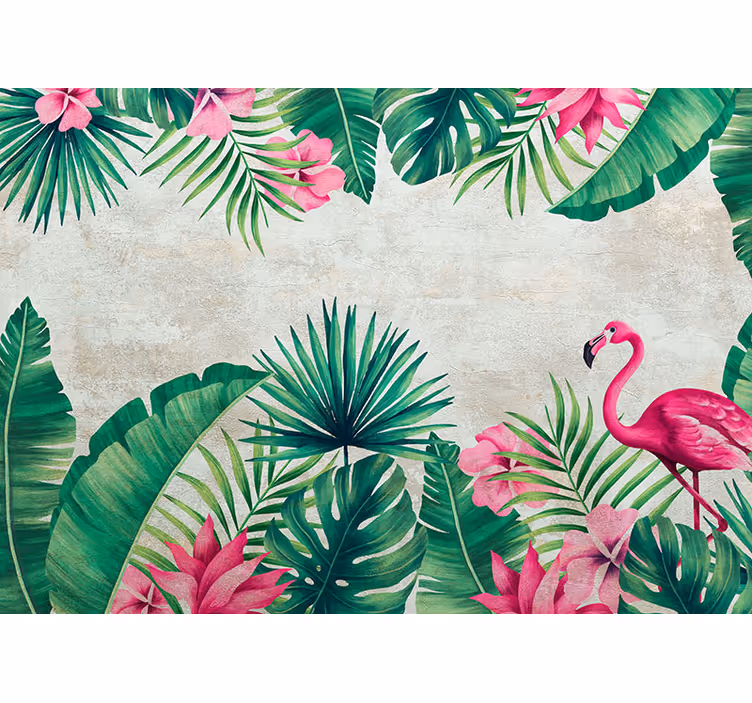 Tapisserie autres fleurs flora tropical flamant - TenStickers