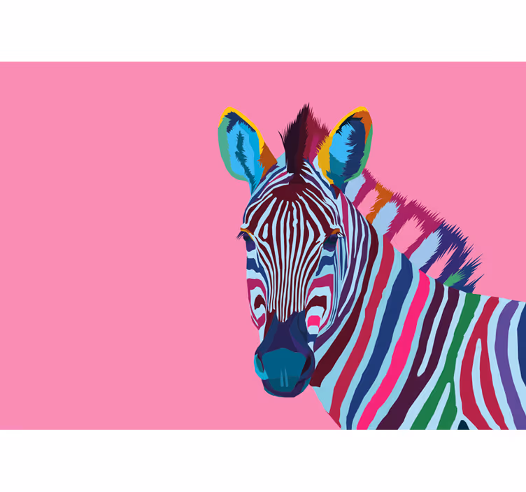 Papier peint mural animaux Pop art zèbre - TenStickers