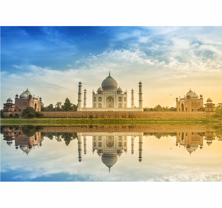 Tapisserie villes et pays image miroir du taj mahal - TenStickers