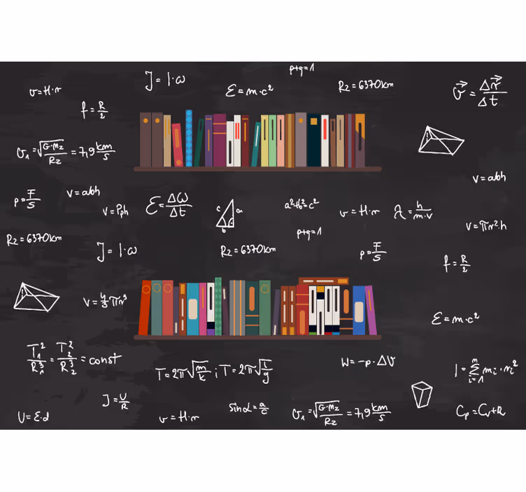 Tapisserie phrase collection de livres mathématiques - TenStickers