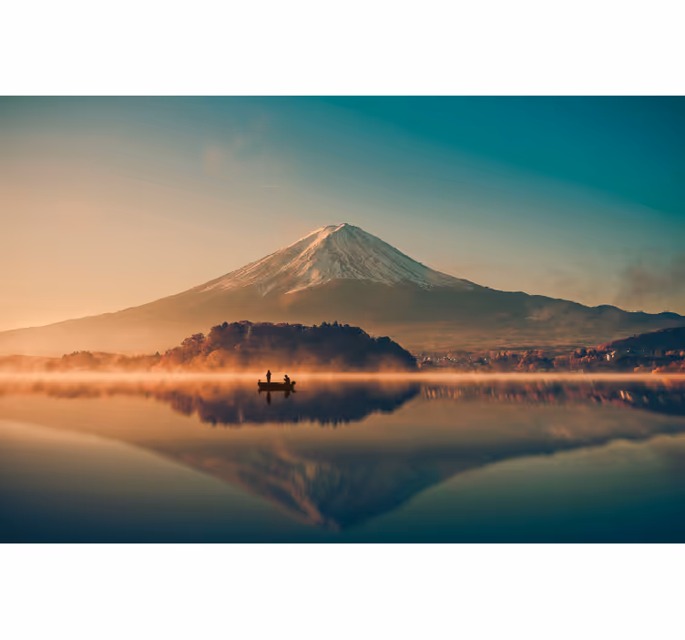 Tapisserie paysage reflet du mont fuji - TenStickers