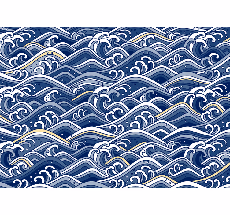 Tapisserie mer vagues océaniques fluides - TenStickers