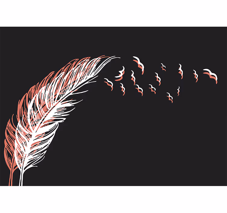 Tapisserie abstraite mouvement fluide de plumes - TenStickers