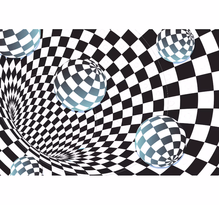 Tapisserie abstraite motif sphères illusoires - TenStickers