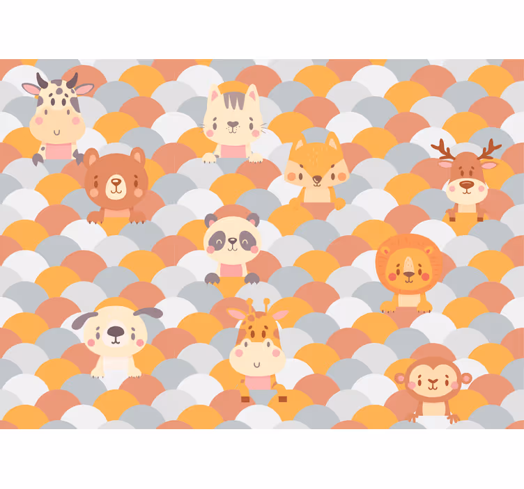 Tapisserie animaux visages d'animaux mignons - TenStickers