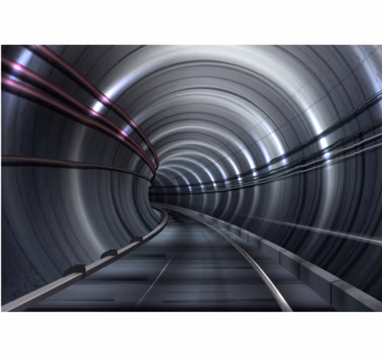 Tapisserie véhicules tunnel de métro futuriste - TenStickers