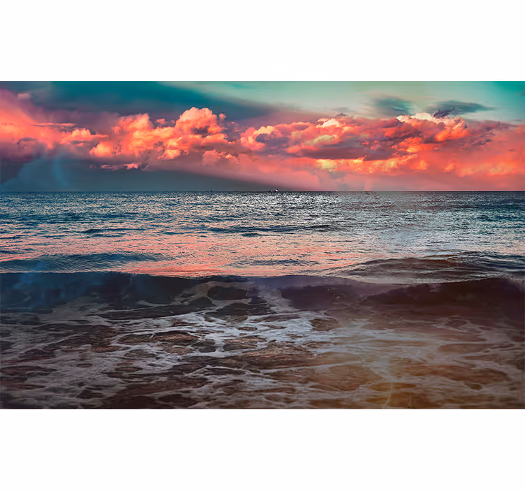Tapisserie nature sérénité du coucher de soleil sur l'océan - TenStickers