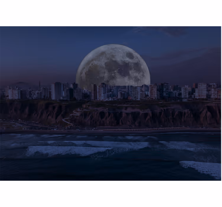 Tapisserie abstraite horizon urbain au clair de lune - TenStickers