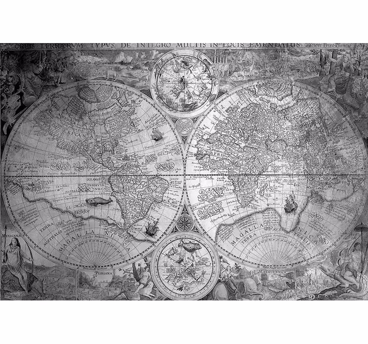Tapisserie carte du monde carte historique détaillée - TenStickers