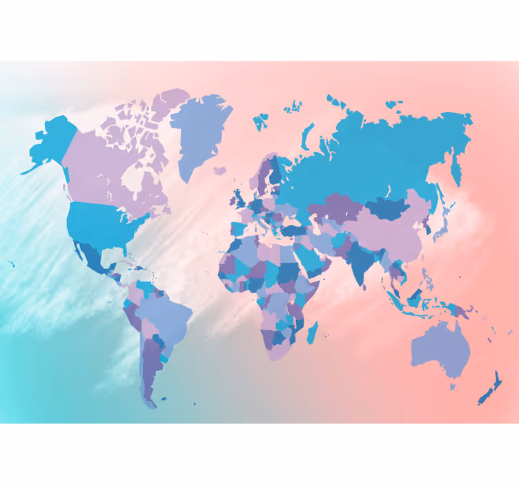 Tapisserie carte du monde carte du monde colorée - TenStickers