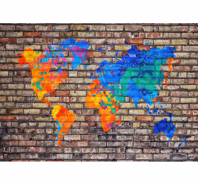 Tapisserie carte du monde carte géographique colorée - TenStickers