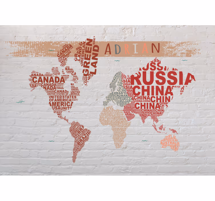 Tapisserie carte du monde noms des pays - TenStickers