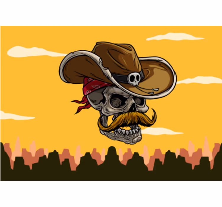 Tapisserie graffiti motif de crâne de cow-boy - TenStickers