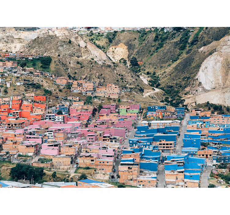 Tapisserie villes et pays maisons colorées en pente - TenStickers