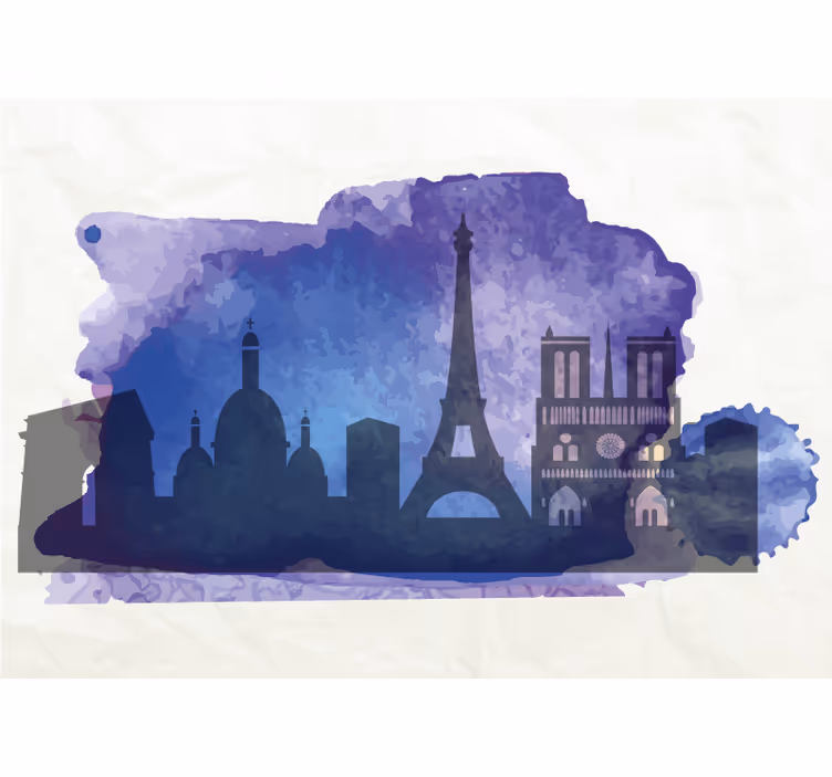 Tapisserie villes et pays silhouette de l'horizon de paris - TenStickers