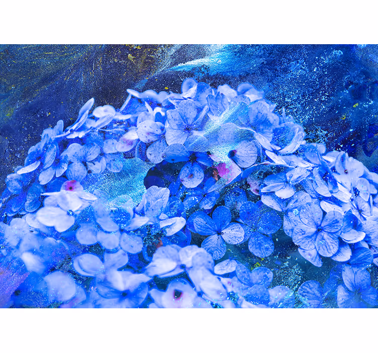 Tapisserie fleur composition florale bleue - TenStickers