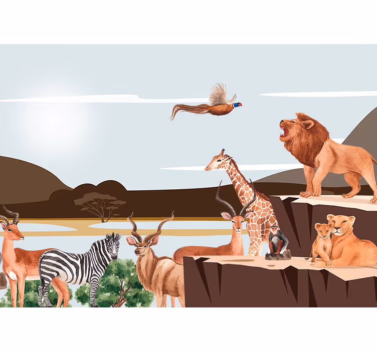 Tapisserie animaux rassemblement de faune majestueux - TenStickers