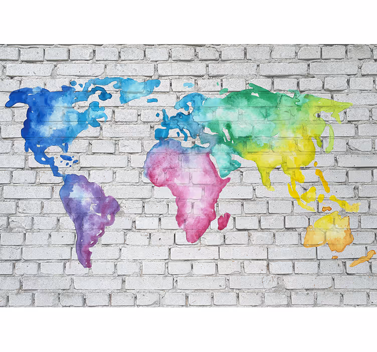 Tapisserie carte du monde aquarelle - TenStickers
