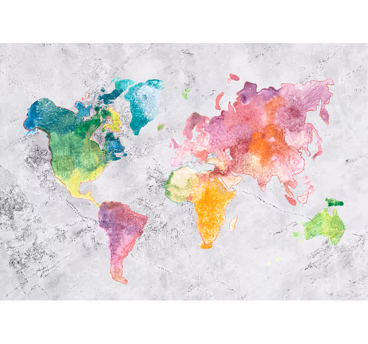 Tapisserie carte du monde design coloré - TenStickers