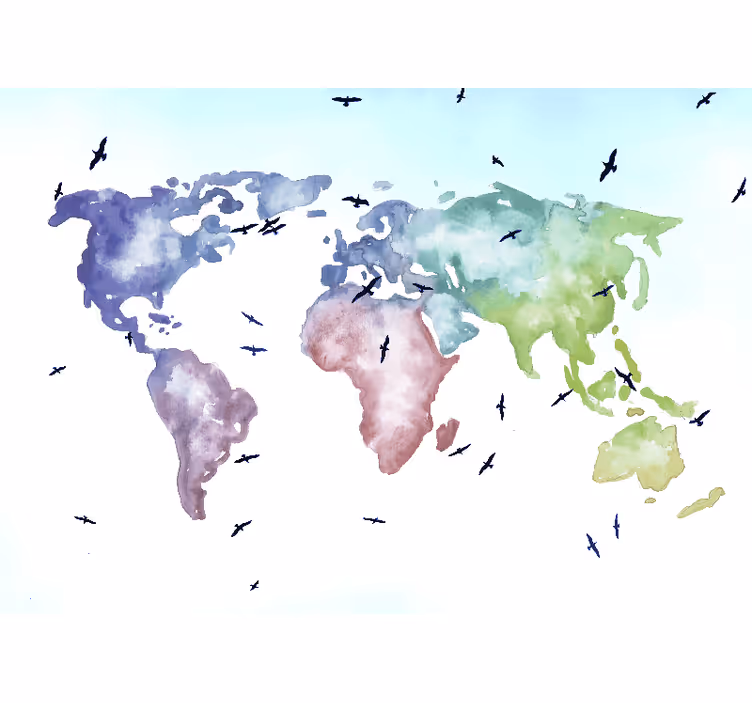 Tapisserie carte du monde carte mondiale vivante - TenStickers
