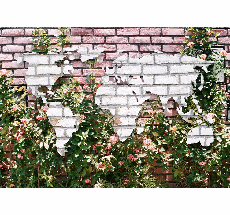 Tapisserie carte du monde florissante - TenStickers