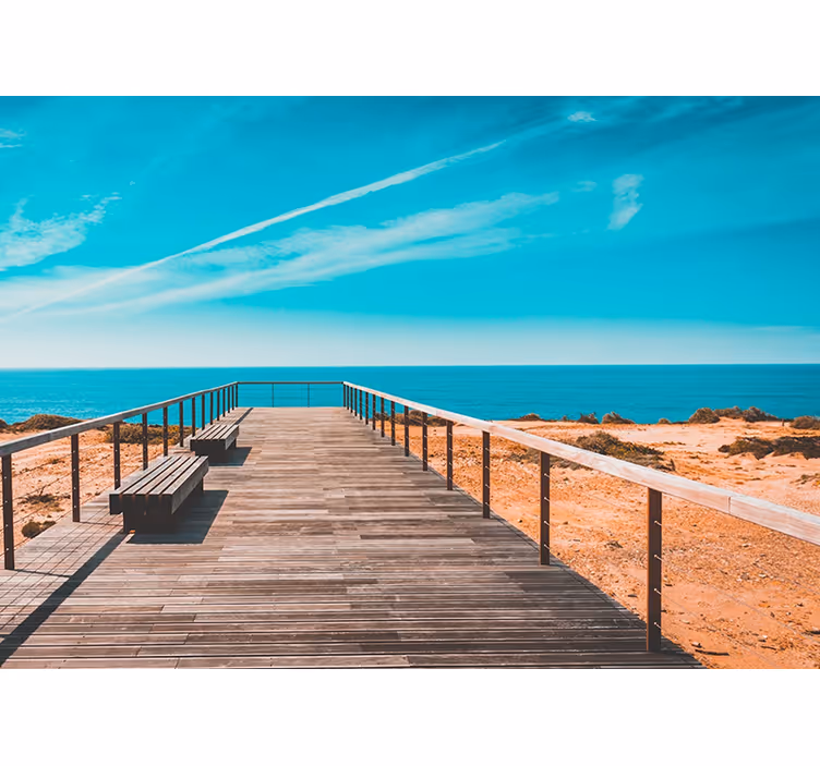 Tapisserie paysage vue sur la promenade côtière - TenStickers