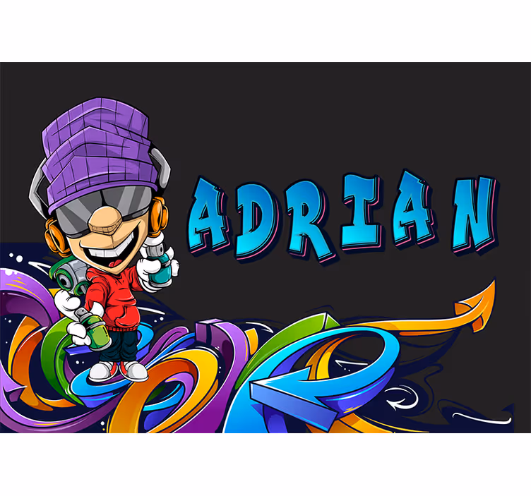 Tapisserie graffiti personnage de dessin animé cool - TenStickers