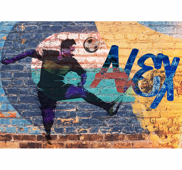 Tapisserie graffiti joueur de football en action - TenStickers