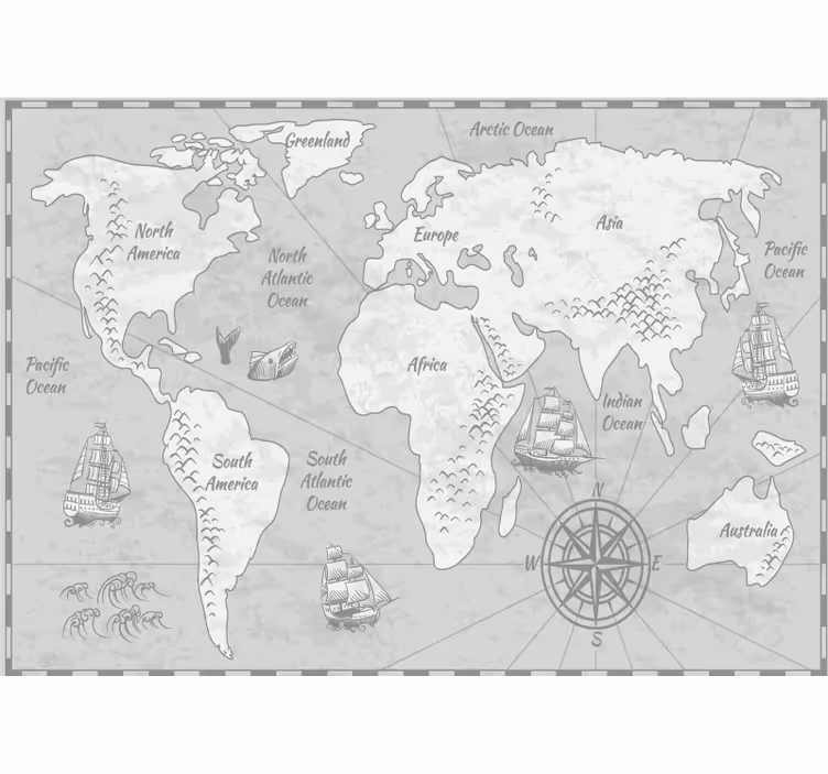 Tapisserie carte du monde exploration cartographique - TenStickers