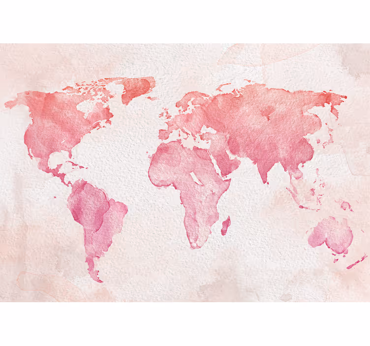 Tapisserie carte du monde contour aquarelle - TenStickers