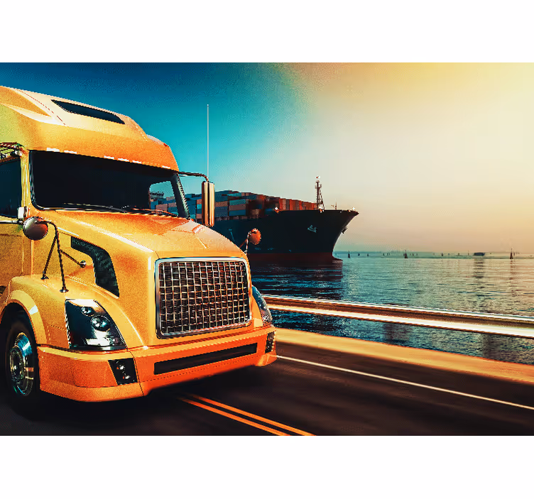 Tapisserie véhicules camion de fret jaune - TenStickers