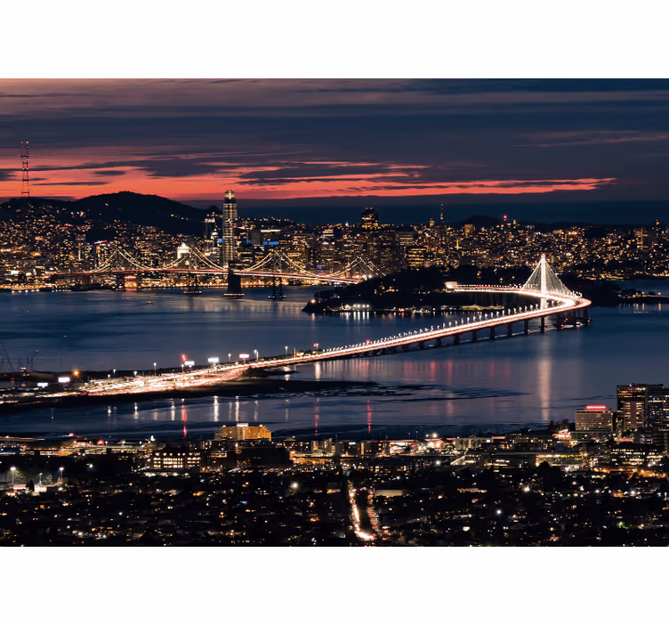 Tapisserie villes et pays vue sur le pont de la baie - TenStickers