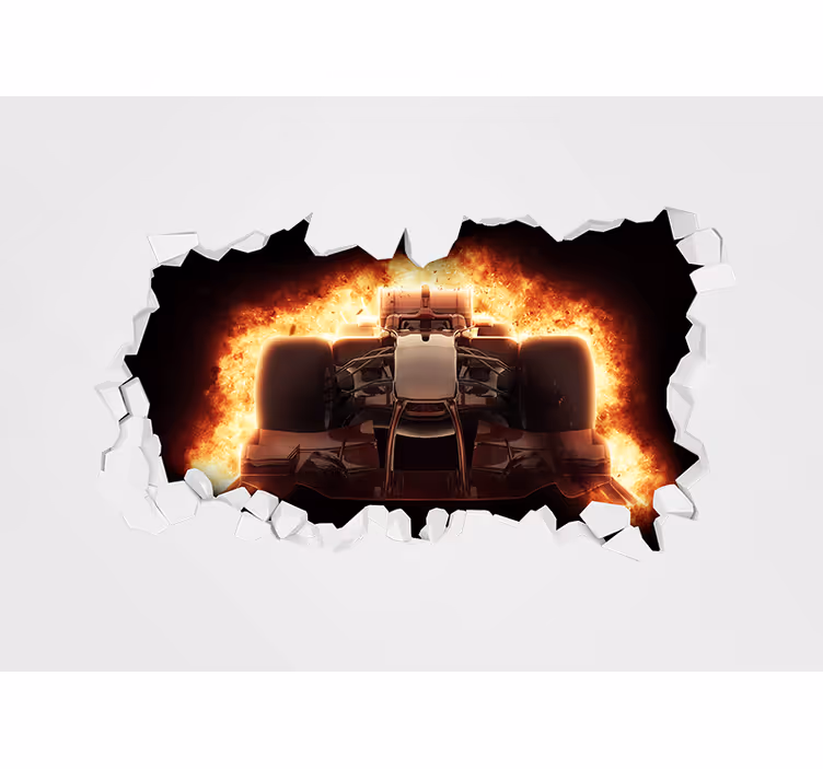 Tapisserie véhicules explosion d'une voiture de course - TenStickers