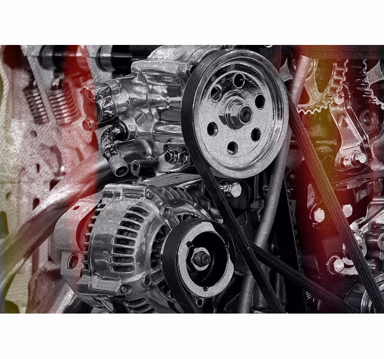 Tapisserie véhicules gros plan sur composants moteur - TenStickers