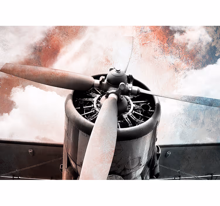 Tapisserie véhicules hélice d'avion vintage - TenStickers