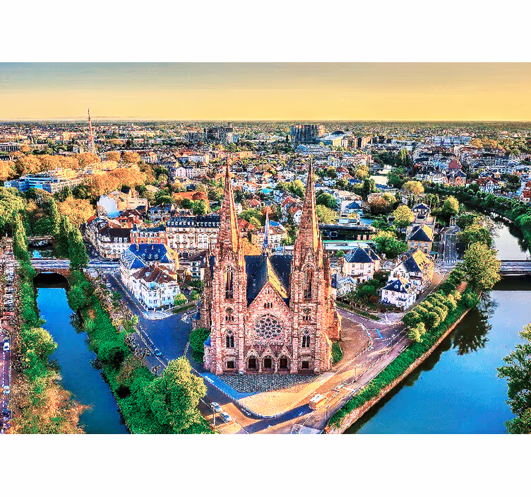 Tapisserie villes et pays vue aérienne de la cathédrale - TenStickers