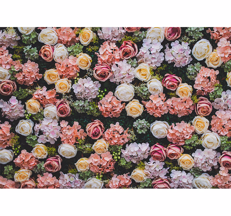 Tapisserie fleur accents de roses épanouies - TenStickers